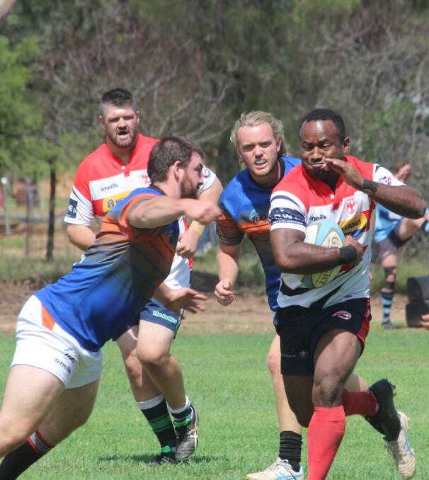 Cowra Eagles in action at the club's recent twilight tens tournament.