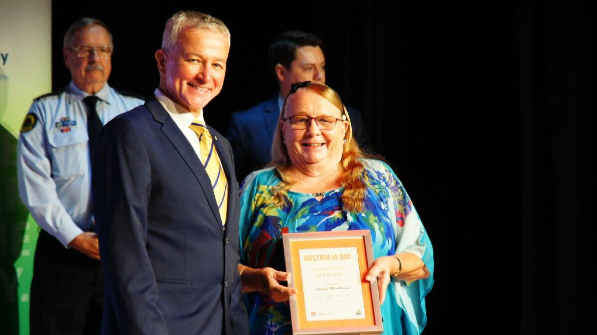 With Australia Day Award nominations now open for 2022, the community is being encouraged to acknowledge the Shire's worthy volunteers, like Cowra's 2021 Citizen of the Year, Cheryl McAlister pictured here with Australia Day Ambassador, Peter Cousens.