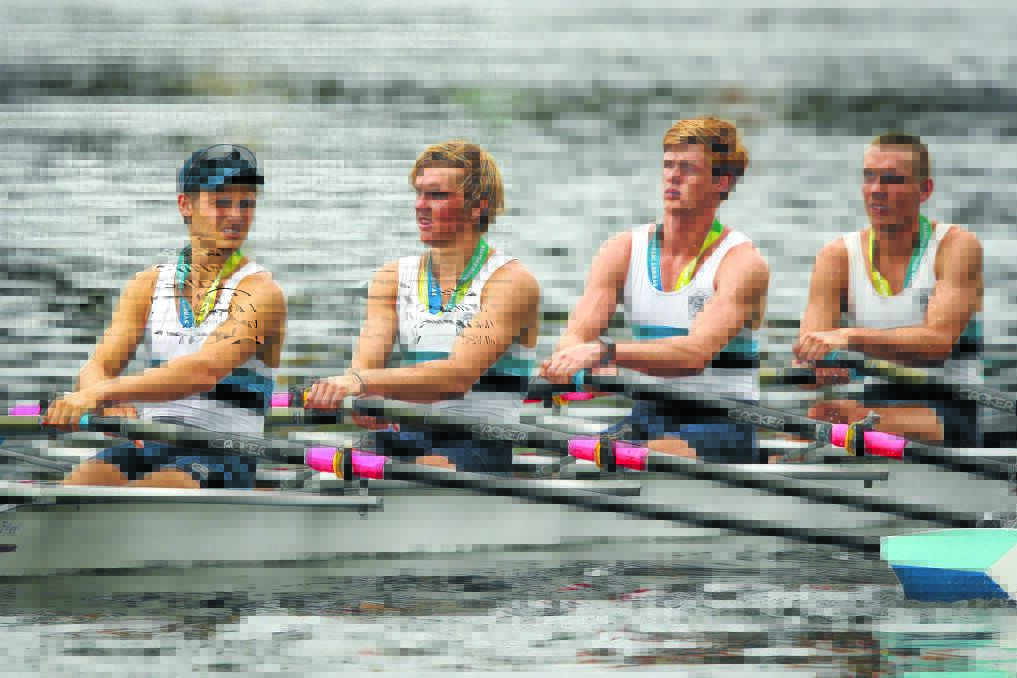 Watt (far right) and the composite crew that rowed to gold.