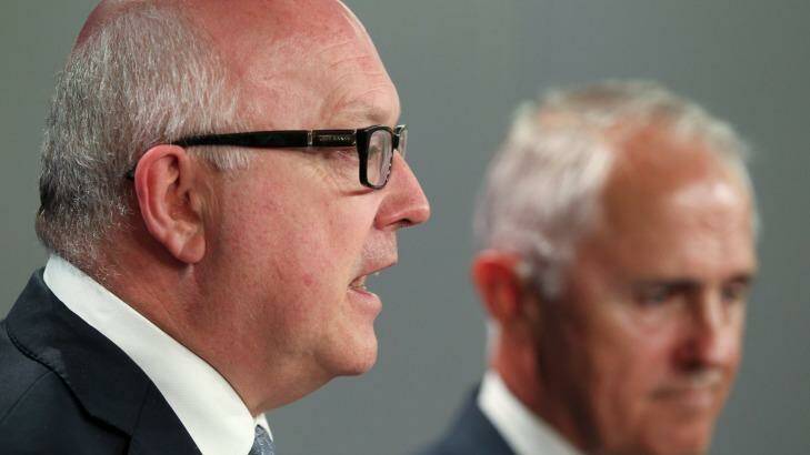 Prime Minister Malcolm Turnbull, and Attorney-General Senator George Brandis. Photo: Janie Barrett