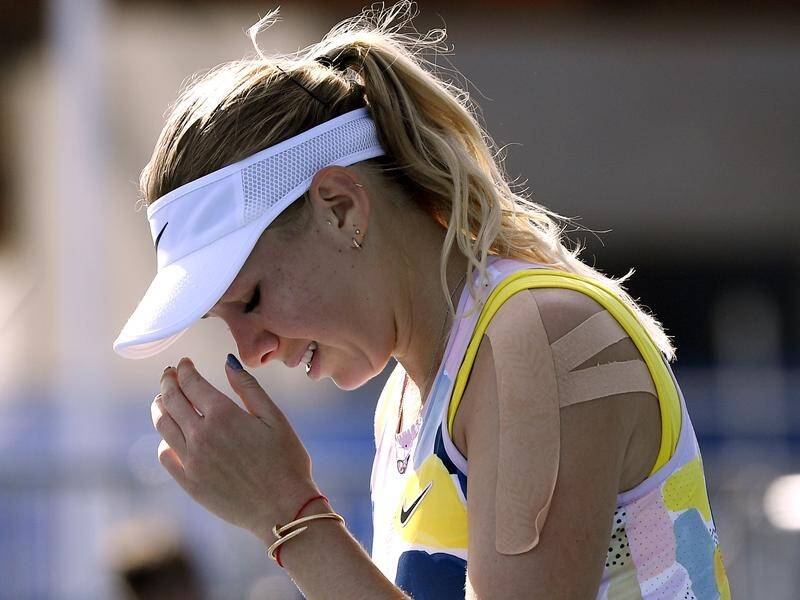 An emotional Amanda Anisimova went down in three sets to Zarina Diyas at the Australian Open.