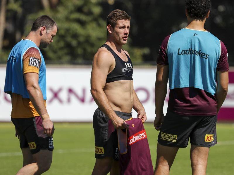 Andrew McCullough (c) admits he may be without a Brisbane jersey next NRL season.