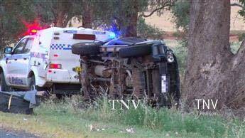 CRASH SITE: Two people were airlifted to hospital following an overnight accident north of Cowra. Photo: TNV