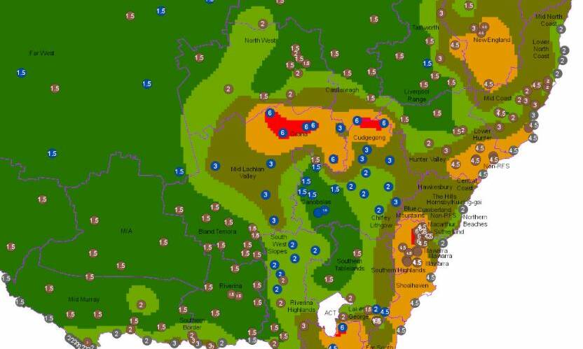 FIRE RISK: Areas in the Canobolas zone currently have up to 2.5 tonnes of grassland fuel per hectare. Image: NSW RFS