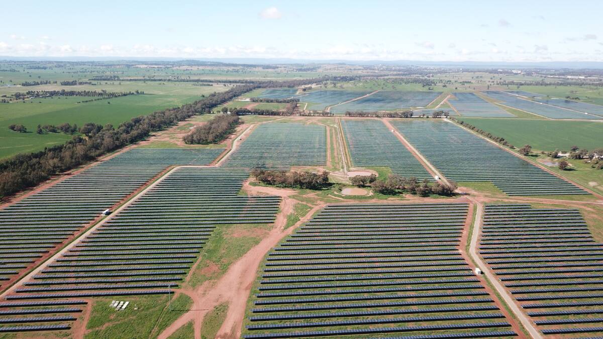 OPERATING: Construction of the 69.75 MW AC Goonumbla Solar Farm, 10 Kilometres west of Parkes, is complete and will produce about 195,000 MWh of clean energy per year. Photo: Submitted
