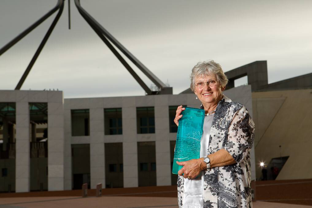 Lynne Sawyers with the award presented to her on Australia Day earlier this year. FILE PHOTO.